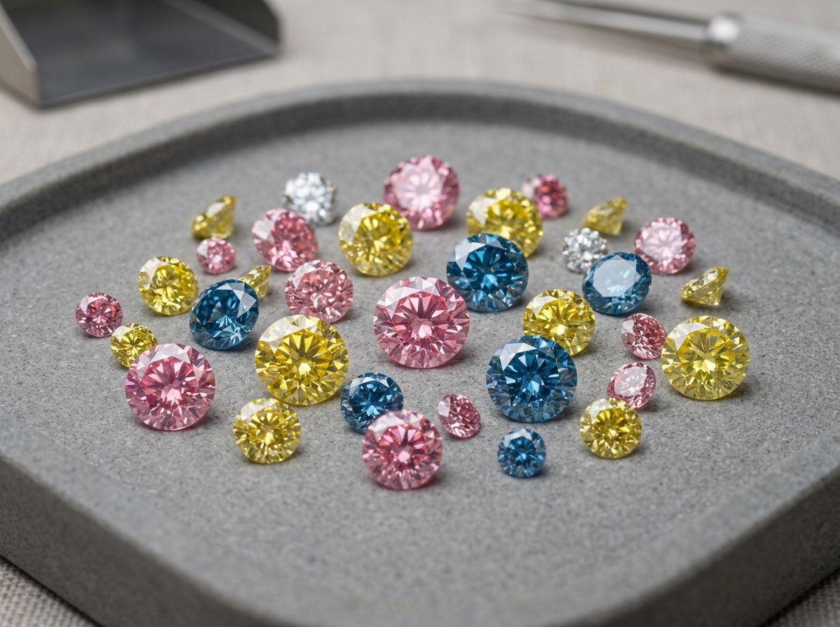Loose Fancy Color Lab-Grown Diamonds in pink, yellow and blue